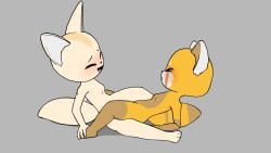2024 3_toes 4_fingers aggressive_retsuko aggretsuko ailurid animated anthro biped blush breasts canid canine closed_eyes duo e254e eyebrows feet female female/female fennec_fox fenneko fingers fox furry grey_background hi_res mammal nipples nude_female raised_inner_eyebrows red_panda retsuko sanrio scissoring sex simple_background small_breasts tail toes tribadism true_fox vaginal_penetration