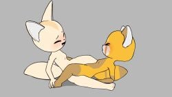 2024 3_toes 4_fingers aggressive_retsuko aggretsuko ailurid animated anthro biped blush breasts canid canine closed_eyes duo e254e eyebrows feet female female/female fennec_fox fenneko fingers fox grey_background hi_res mammal nipples nude_female raised_inner_eyebrows red_panda retsuko sanrio scissoring sex simple_background small_breasts tail toes tribadism true_fox vaginal_penetration