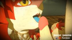 1boy 1girls 3d animated breath_of_the_wild fellatio female fish fish_girl furry innocentanimation interspecies licking link link_(breath_of_the_wild) male mipha monster_girl oral partial_male penis the_legend_of_zelda zora