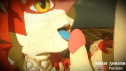 1boy 1girls 3d animated breath_of_the_wild fellatio female fish fish_girl furry innocentanimation interspecies link link_(breath_of_the_wild) male mipha monster_girl oral partial_male penis the_legend_of_zelda zora