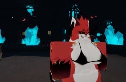 3d ambiguous_gender animated anthro bikini bikini_top demon demon_hazzy_(kaiju_paradise) female ghostyfox235_(artist) hazzy_(kaiju_paradise) horns it_(kaiju_paradise) kaiju_paradise meme nightshade_(kaiju_paradise) red_body red_fur roblox self_upload