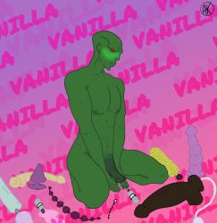 dc gay green_skin jonn_jonzz male male_only martian martian_manhunter naked nsfw sex_toy young_justice