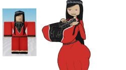 about_to_fart ass big_breasts black_hair female_only kalmyk_women nipple_bulge nipples_visible_through_clothing roblox roblox_avatar straight_hair