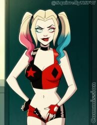 ai_generated clown_girl flashing_pussy harley_quinn harley_quinn_(series) pussy tongue_out