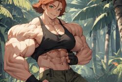 ai_generated extreme_muscles meryl_silverburgh metal_gear metal_gear_solid muscular_female tagme