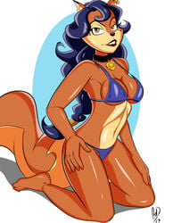 1girls bikini carmelita_fox female female_only furry jamesdrawslewdthings long_hair sly_cooper_(series) smooth_fur solo