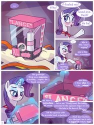 2017 blue_eyes blush comic dialogue dildo english_text equine equine_dildo female friendship_is_magic fur horn mammal my_little_pony page_2 rarity_(mlp) sex_toy straight_hair syoee_b text unicorn white_fur