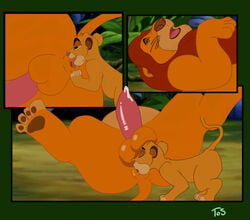 anal balls comic disney duo erection father father_and_son feline feral feral_on_feral gay incest lion lying male male_only mammal mufasa on_back oral parent penis precum puffy_anus rimming sex shiny shiny_penis simba son spread_anus the_lion_king theoryofstrings yaoi young