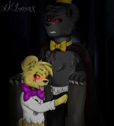 2017 animatronic anthro bear blush clothed clothing digital_media_(artwork) dream duo erection five_nights_at_freddy's machine male mammal nightmare open_mouth penis precum robot saliva simple_background smile tongue tongue_out video_games xk1rarax yaoi