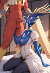 ai_generated blaziken blowjob cum_in_mouth cum_on_face fellatio pokemon_(species) royalty xerneas