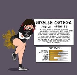 alt_girl character_sheet fart fart_cloud fart_fetish farting freckles giselle_(oddtenn) gorillaz leg_lift multicolored_hair oc oddtenn piercings wide_hips