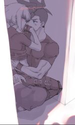 2boys androgynous arms_around_partner clothing femboy galo_thymos gay lio_fotia monochrome on_lap promare size_difference twink yaoi