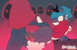 100licorice ambiguous_fluids ambiguous_gender animal_genitalia animal_penis animated ass avian balls bell bell_collar belly big_butt bird blush bodily_fluids bovid caprine cloak clothing collar corvid corvus_(genus) crow cult_of_the_lamb cum cumshot duo ejaculation equine_genitalia equine_penis feathers frame_by_frame from_behind_position fur gay genital_fluids genitals group hooves horn lamb_(cult_of_the_lamb) leaning_on_table legwear mammal massive_monster_(studio) nsfw_sonia_(va) oscine passerine penis public pull_out raised_hips rule_63 sex sheep sound sound_warning stomach_bulge tagme tail tail_pull video