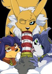 1boy 2017 3girls anthro ball_kissing ball_suck ball_sucking balls big_penis black_sclera blowjob blue_eyes blue_fur blue_hair brown_eyes canine carmelita_fox cock_ring cock_worship collaborative_fellatio crossover digimon eastern_and_western_character erection fellatio female first_person_view fox fur green_eyes hair harem krystal licking male male_pov mammal multicolored_fur multiple_girls nintendo open_mouth oral oral_penetration orange_fur penetration penis penis_lick pubes renamon sex sly_cooper_(series) smooth_fur star_fox straight sucking teamwork tongue tongue_out triple_fellatio two_tone_fur vein video_games white_fur yawg yellow_fur