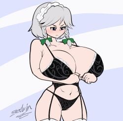 animated big_breasts bra bra_strap breasts_too_big cant_fit dressing imminent_wardrobe_malfunction impossible_fit in_underwear inconvenient_breasts langerie looking_at_breasts looking_at_own_breasts looking_down putting_clothes_on putting_on_clothes sakuya_izayoi sexy_struggle straining straining_clothing struggling_to_fit tight_bra too_big_for_clothing too_small_clothes too_thicc_to_fit underwear wardrobe_malfunction zedrin