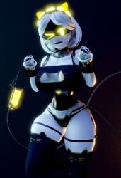 1girls 3d 3d_(artwork) 777bronzestar absurd_res accessory android animal_ears bangs bell big_ass big_breasts big_butt blender blender_(software) blender_cycles bra breasts cat_cutout cat_ears cat_ears_hairband cat_lingerie cat_mouth cat_stockings choker cleavage cleavage_cutout clothed clothing clothing_cutout collar collarbone curvy digital_media_(artwork) disassembly_drone fake_animal_ears fangs female glitch_productions glowing glowing_eyes glowing_tail hair headgear headwear hi_res humanoid machine metallic_body murder_drones not_furry panties paw_pose robot robot_humanoid shiny short_hair solo solo_female solo_focus stockings tail tailed_humanoid teeth thick_thighs thighs v_(bysamzan) v_(murder_drones) white_body white_hair