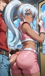 abused ai_generated bakugan bakugan_battle_brawlers big_ass big_butt big_cock big_dick big_penis clothed dark_skin forced free_use harassment julie_makimoto pink_clothing public rape_face raped rubbing rubbing_penis scary scary_face teslart used white_hair