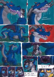 anus comic dragon english_text enigma full_tour hyena licking male mammal marker_(artwork) psychosocial puffy_anus red_eyes saliva text tongue tongue_out traditional_media_(artwork) vore