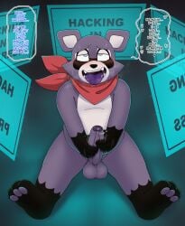 2024 3_toes anthro biped bodily_fluids brainwashing dialogue digital_media_(artwork) drooling english_text erection feet foreskin fur fur_markings genital_fluids genitals glans heart_symbol hi_res hindpaw humanoid_genitalia humanoid_penis hypno_neet hypnosis indigo_park kerchief male mammal markings masturbation mind_control neckerchief neckwear nude offscreen_character open_mouth open_smile pawpads paws penile penile_masturbation penis precum procyonid raccoon rambley_raccoon red_kerchief red_neckerchief saliva sharp_teeth sitting smile solo speech_bubble sweat teeth text toes