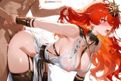 1boy 1boy1girl 1girl1boy 1girls absurd_res absurd_resolution absurdres ai_generated arm_grab armored_dress armored_female augusta_(wuthering_waves) big_breasts blush braces doggy_style dress female female_focus garter_straps hair_grab hand_grab hi_res high_quality high_resolution highres huge_breasts jewelry looking_away looking_pleasured male mind_break nnnyr open_mouth pleasure_face pleasured raped red_eyes red_hair sex sex_from_behind stable_diffusion standing_sex thighhighs vaginal_penetration vaginal_sex visible_breath visible_nipples white_background white_dress wuthering_waves
