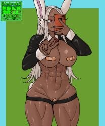 abdomen abs animal_ears artist_logo artist_name artist_signature asian asian_female athletic athletic_female bandaid bandaid_on_pussy bandaids_on_nipples big_breasts big_hips big_thighs boku_no_hero_academia breasts bunny_costume bunny_ears bunny_girl cellphone child_bearing_hips curvaceous curvaceous_body curvaceous_female curvaceous_figure curvaceous_hips curvaceous_thighs curvy curvy_body curvy_female curvy_figure curvy_hips curvy_thighs dark-skinned_female dark_skin eyelashes eyelashes_visible_through_hair female female_focus female_only highres huge_boobs huge_breasts huge_hips huge_thighs japanese japanese_female large_boobs large_breasts large_hips large_thighs large_tits long_hair miruko muscle_girl muscle_mommy muscles muscular muscular_female muscular_legs muscular_thighs my_hero_academia pasties peace_sign phone photo rabbit rabbit_ears rabbit_girl rabbit_humanoid red_eyes reverse_bunnysuit reverse_outfit selfie selfie_pose shosho_oekaki skindentation smile smiling solo solo_female solo_focus taking_picture taking_selfie thick_thighs thigh_boots toned toned_belly toned_body toned_female toned_stomach v v_sign vulva white_hair white_hair_female wide_hipped_female wide_hips wrist_cuffs