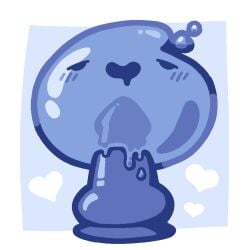 ambiguous_gender bloop_(bloop_uwu) blue_body blue_dildo blue_monochrome blue_slime blush blush_lines bodily_fluids dildo dripping dripping_slime drooling heart_symbol looking_pleasured masturbation not_furry riding_dildo saliva sex_toy shaded simple_shading slime_(blob) solo thick_outline toony translucent