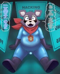 2024 absurd_res anthro biped blue_clothing blue_skinsuit bodysuit boots brainwashing clothing dialogue digital_media_(artwork) drone english_text footwear fur fur_markings gloves handwear heart_symbol hi_res hypno_neet hypnosis indigo_park kerchief latex latex_bodysuit latex_boots latex_clothing latex_footwear latex_gloves latex_handwear latex_skinsuit lock_bulge lock_symbol male mammal markings mind_control neckerchief neckwear offscreen_character open_mouth open_smile procyonid raccoon rambley_raccoon red_kerchief red_neckerchief sharp_teeth shoes sitting skinsuit smile solo speech_bubble teeth text tight_clothing