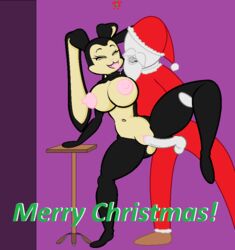 anon anthro balls black_fur breasts christmas clitoris female fur holidays lagomorph lil_scooter56 male mammal mercy_f._hare mother nipples nude parent penis presenting presenting_pussy pussy rabbit spread_legs spreading straight text