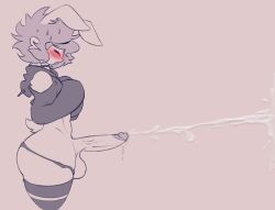 ass balls big_penis black_clothing black_hoodie black_legwear black_thigh_highs black_topwear blush blush_lines bodily_fluids buckteeth choker closed_eyes clothed clothing crop_top cryptia cryptiacurves cum cum_drip digital_drawing_(artwork) digital_media_(artwork) dripping ejaculation embarrassed erection femboy genital_fluids genitals hair hi_res hood_down hoodie humanoid_genitalia humanoid_penis jewelry lagomorph legwear leporid long_sleeves male mammal messy_hair monochrome necklace panties panties_down partially_clothed penis precum precum_drip precum_on_penis projectile_cum rabbit scut_tail shirt short_hair short_tail shy side_view solo spot_color sweat tail teeth thick_thighs thigh_highs topwear underwear underwear_down wide_hips