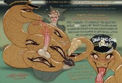 anthro balls beastars blush canid canine canis coiling dominant dominant_female duo feet fellatio female feral forked_tongue genitals hi_res legoshi_(beastars) licking male mammal oral pawpads penile penis penis_lick rattle_(anatomy) reptile rokume_(beastars) scalie security security_guard sex snake submissive submissive_male teasing thebigmansini tongue wolf