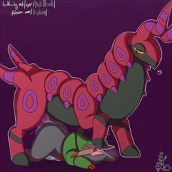 2017 asbel_lhant_(artist) big_dom_small_sub crying cum cum_in_ass cum_inside cumshot duo ejaculation feral fraxure horn leaking male male_only nintendo open_mouth orgasm penis pokemon purple_background quadruped rising_leg scales scolipede sigh simple_background size_difference tapering_penis tears tongue yaoi yellow_eyes