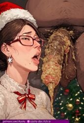 1boy 1girls ai_generated azataai blowjob_face brown_hair cheating_wife christmas cuckhold dark-skinned_male dark_skin erect_penis female gag gagging glasses interracial korean_female light-skinned_female light_skin lingerie male milf netorare nipples_visible_through_clothing ntr old_male pale-skinned_female pale_skin partial_male penis pubes_on_face puke pulling_out side_view smegma_in_mouth smegma_on_face smegmafied_cum teacher_on_student ugly_bastard vomit vomit_on_cock vomiting