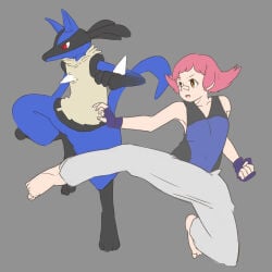 lucario maylene_(pokemon) naba_sensitive nintendo nintendo_ds pokemon pokemon_dppt