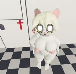3d 3d_(artwork) anthro awk33368_(artist) big_breasts blonde_hair breasts chubby chubby_female curious female furry furry_only hands_on_hips hospital looking_at_viewer looking_up lorna_(terrible_mouse) mouse mouse_girl pink_nipples rec_room recroom screenshot tail terrible_mouse white_fur