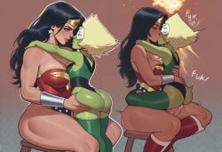 ai ai_generated ass_squeeze cowgirl_position deep_penetration futanari peridot_(steven_universe) phophopho phophopho_(artist) romance tagme wonder_woman