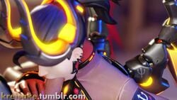 1boy 1girls 3d alternate_costume animated black_hair cum cum_on_face cumshot deepthroat devil_mercy ejaculation erection facial fellatio female hands-free handsfree_ejaculation kreisake looking_at_viewer male mercy no_sound oral overwatch penis ruined_orgasm straight video