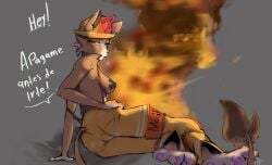 1girls 2025 2d absurd_res anthro ass background breasts digital_art digital_media digital_painting ears evita_fuegos exclamation_point eyebrows eyelashes eyes feet female fire firefighter firefighter_helmet firefighter_uniform fur helmet hi_res lion lion_ears lion_girl lion_tail lioness looking_at_viewer mexican_flag mexico nose nuevoleon solo spanish spanish_text tail text zenpaich