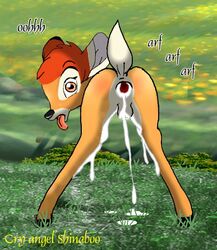 anthro anus bambi_(character) bambi_(film) cry_angel_shinaboo cum deer disney feral furry gay male_only tagme testicles