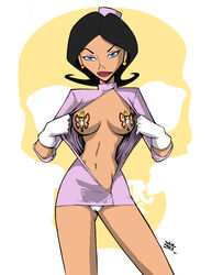 doctor_girlfriend dovianax open_clothes open_shirt panties pasties shirt solo venture_brothers white_panties