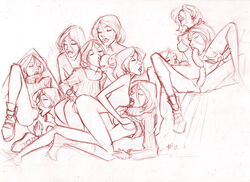 10girls 2007 female mac_(artist) marvel monochrome multiple_girls nipples pussy rogue_(evolution) rogue_(x-men) selfcest straight_hair x-men x-men_evolution yuri