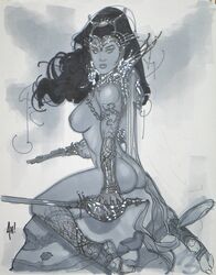 a_princess_of_mars adam_hughes barsoom dejah_thoris greyscale john_carter_of_mars signature text