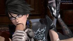 1boy 1girls 3d animated bayonetta bayonetta_(character) bayonetta_2 big_penis black_hair blue_eyes bodysuit clothed dpmaker earrings erection fellatio female glasses glasses_on_head gloves handjob high_heels male male_pov milf nexus763 oral penis platinum_games pov short_hair sound source_filmmaker straight text the_pose video watermark