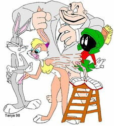 1990s 1998 20th_century alien anthro bugs_bunny female fur furry human interspecies lola_bunny looney_tunes male marvin_the_martian rabbit space_jam straight straight_hair the_crusher