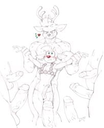 8boys big_dom_small_sub cervine disembodied_penis furry gay holding_(disambiguation) humanoid_penis imminent_sex lapinbeau male male_only mammal nervous nude partially_colored penis reindeer rudolph size_difference smile testicles veins veiny_penis yaoi