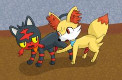 2boys animal_genitalia animal_penis barbed_penis canine canine_penis duo erection feet feline feline_penis femboy fennec fennekin feral furry gau_(artist) gay half-closed_eyes hi_res knot litten looking_back male male_only nintendo open_mouth orange_fur original_character paws penis pokémon_(species) pokemon pokemon_(species) pokemon_mystery_dungeon pokemon_sm pokemon_xy red_eyes red_fur tail video_games yellow_fur yellow_sclera