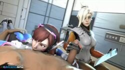 2girls 3d animated audiodude bayernsfm blizzard_entertainment d.va female handjob large_penis male mercy overwatch penis sound source_filmmaker tagme video