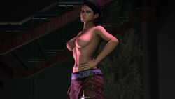 1girls 3d belly_chain breasts earrings eyeshadow female female_only itwasmedio navel nipples skirt solo tekken tekken_7 topless zafina_(tekken)