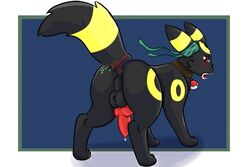 all_fours anus arkoh arkoh_umbreon ass balls blush candy candy_cane eeveelution feral food male male_only mistletoe nintendo penis plant pokémon_(species) pokemon pokemon_(species) precum umbreon video_games