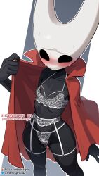 1girls 2_horns alternate_body_type alternate_breast_size arthropod artist_name big_ass big_breasts big_butt black_body black_skin breasts bubble_ass bubble_butt bug bug_girl female female_only hollow_knight hollow_knight:_silksong hornet_(hollow_knight) large_ass large_breasts large_butt laz_gm lingerie silksong team_cherry