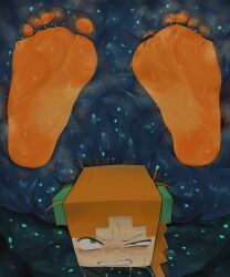 alex_(minecraft) barefeet barefoot encasement foot_fetish foot_focus minecraft musk musk_clouds nichearts salmobaliki stuck_in_object stuck_in_wall sweat sweating sweaty sweaty_feet tagme trapped trapped_in_wall wall